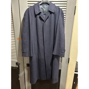 Canali Milano For Bloomingdale's Size 48R Pure Wool Navy Trench Coat Italy Made